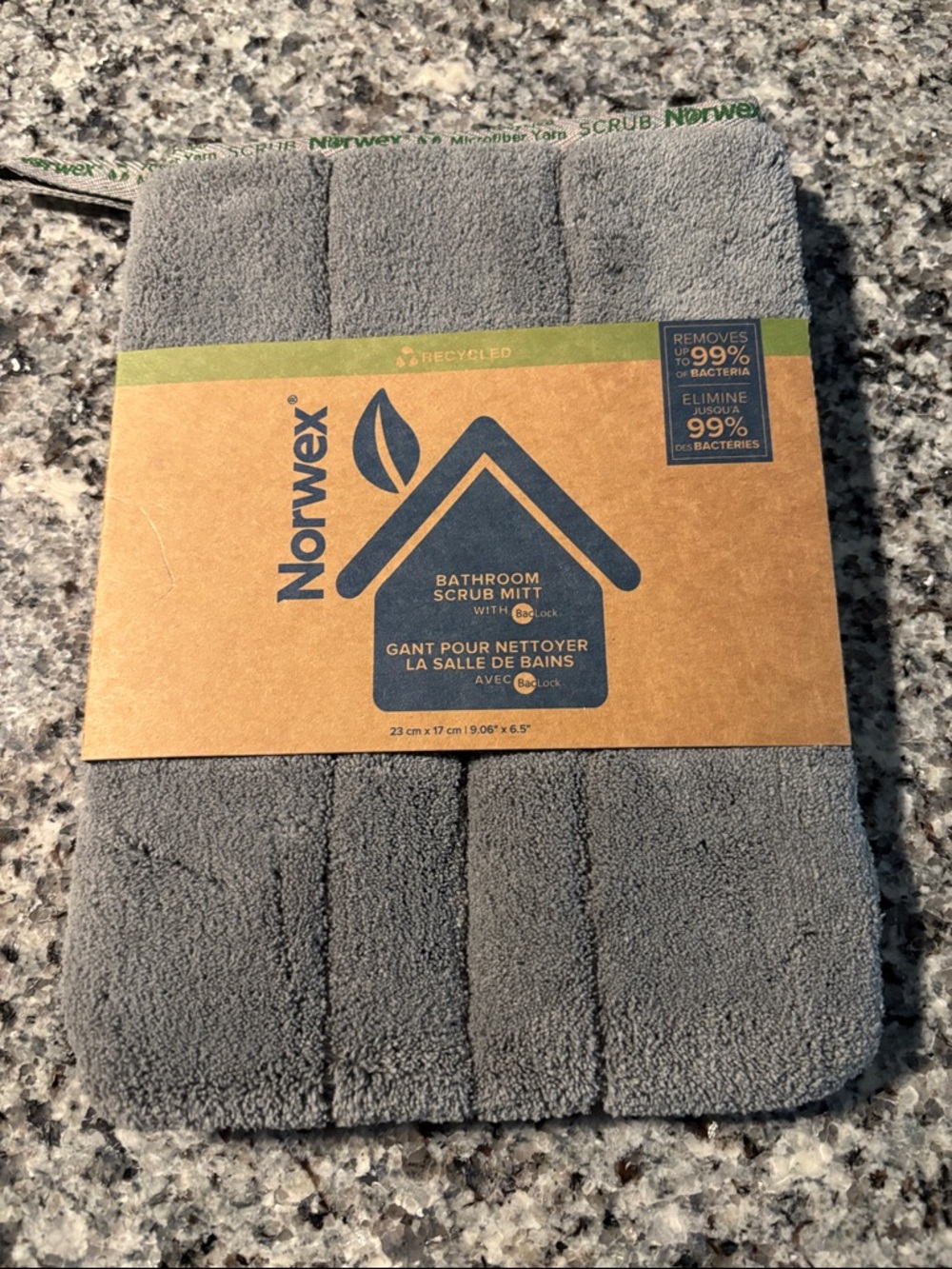 Norwex Gray Bathroom Scrub Mitt with BacLock